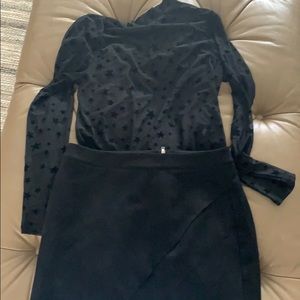 Shirt and mini skirt